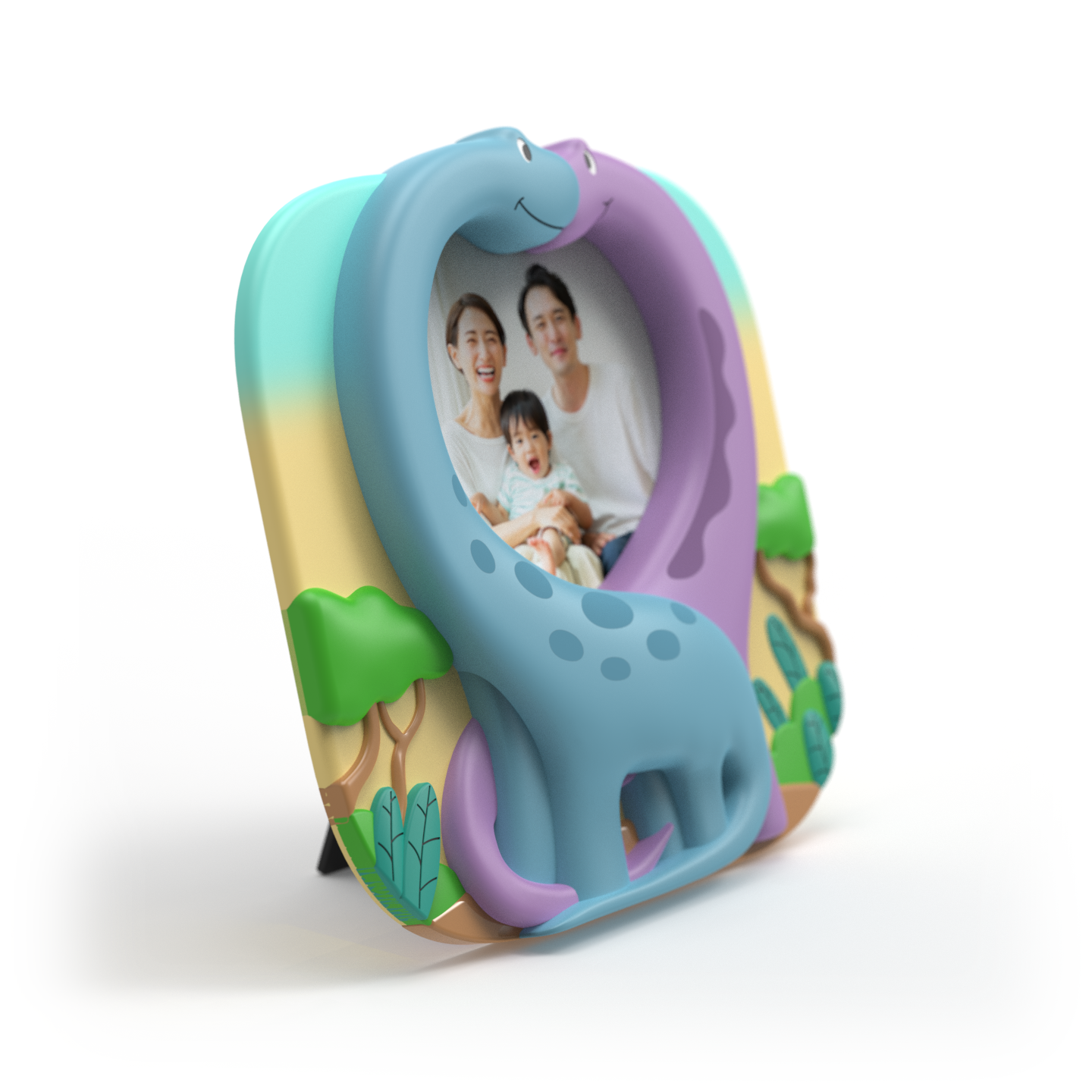 A personalized two-dinosaur family photo frames, perfect for displaying your favorite dino moments and memories.